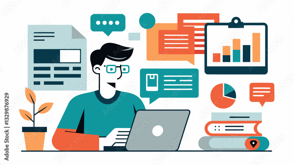 Datadriven journalism not only provides efficient and swift reporting but also ensures accuracy and objectivity in news stories.. Vector illustration Datadriven journalism not only provides efficient and swift reporting but also ensures accuracy and objectivity in news stories.. Vector illustration