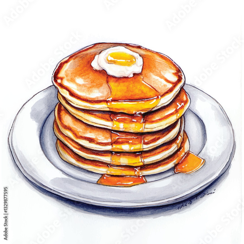 watercolor copic marker concept sketch of Pancakes