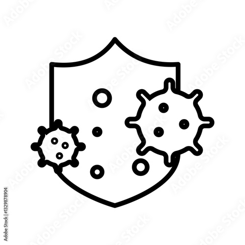 antibacterial protection, immune system icon with shield vector illustration, pictogram isolated on white background. color editable
