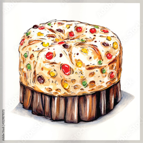 watercolor copic marker concept sketch of 
Panettone