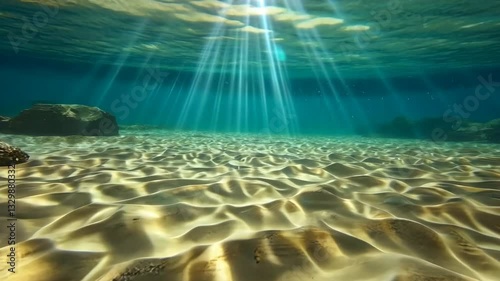 Sunbeams Illuminating the Ocean Floor: An Underwater Paradise