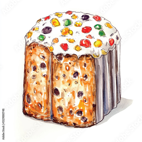 watercolor copic marker concept sketch of 
Panettone