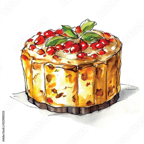 watercolor copic marker concept sketch of 
Panettone