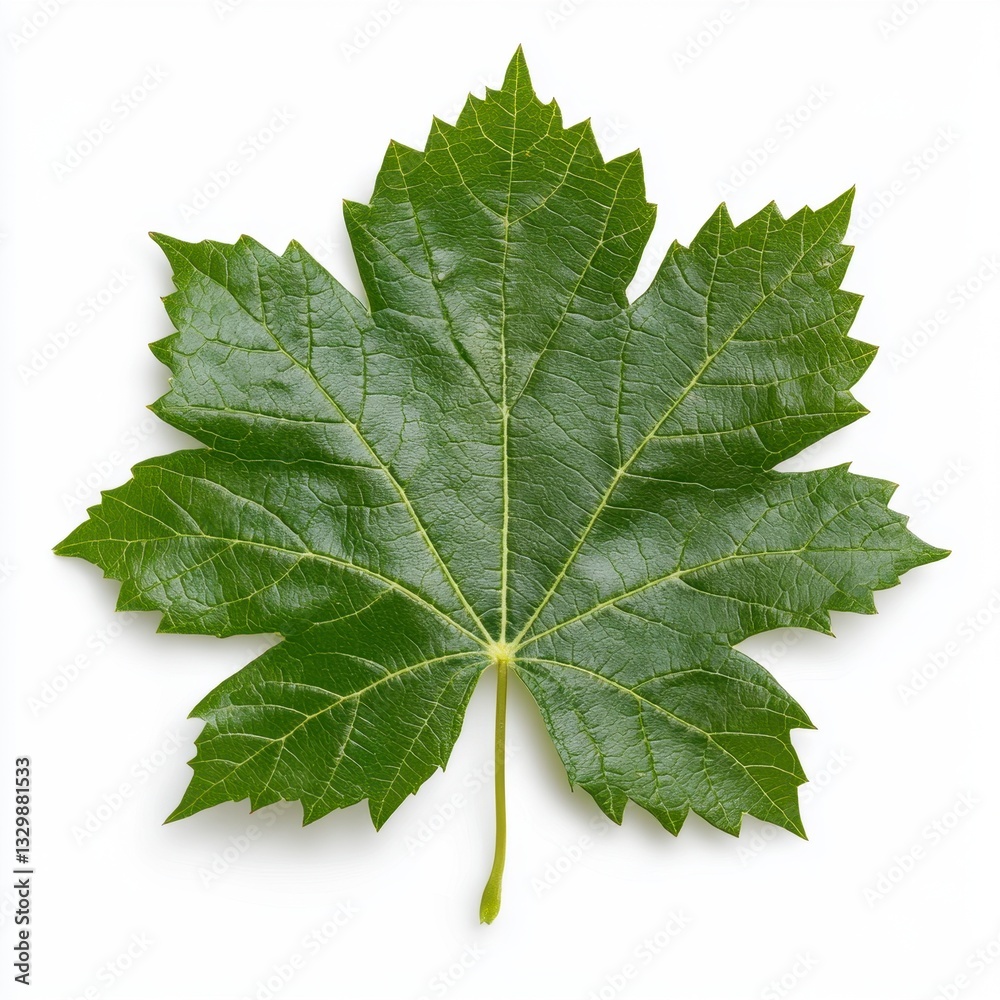 Fototapeta premium Vibrant Green Maple Leaf Isolated on White Background