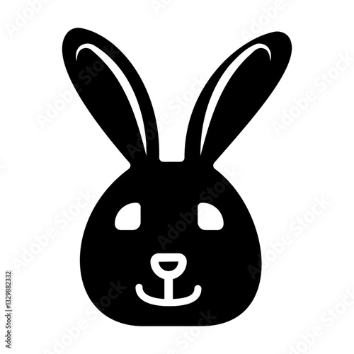 Black side silhouette of a rabbit isolated on white background. Vector illustration. EPS10