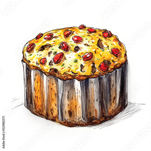 watercolor copic marker concept sketch of 
Panettone