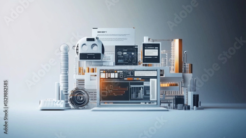 electronic components mounted on a machine