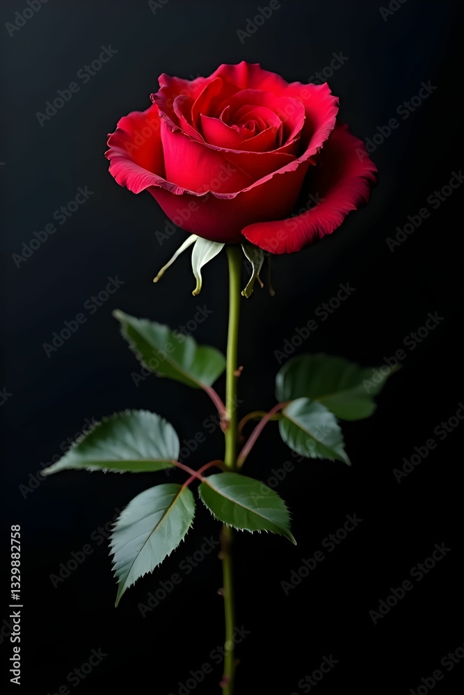 Naklejka premium Beautiful red rose. Fresh flower background