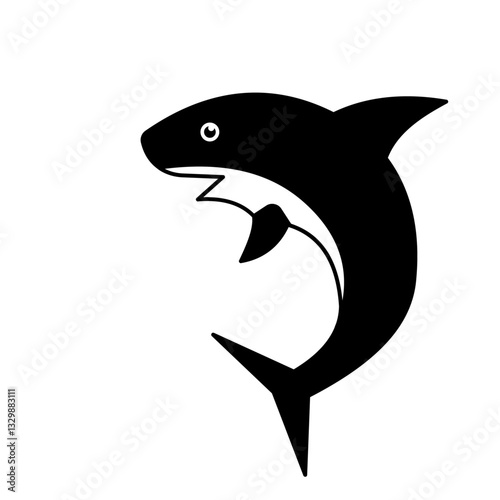 shark silhouette icon vector illustration, pictogram isolated on white background. color editable
