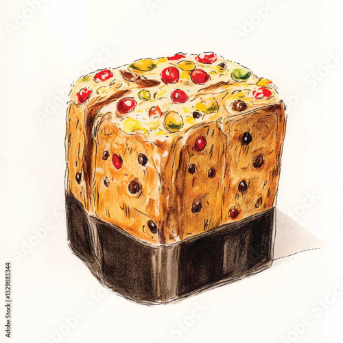 watercolor copic marker concept sketch of 
Panettone