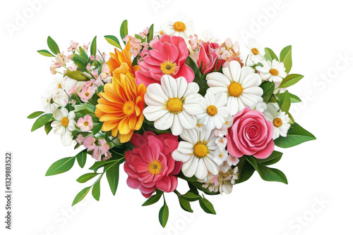 Vibrant Bouquet Blooms with Colorful Daisy, Rose, and Peonies Floral Arrangement