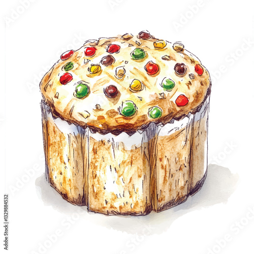 watercolor copic marker concept sketch of 
Panettone