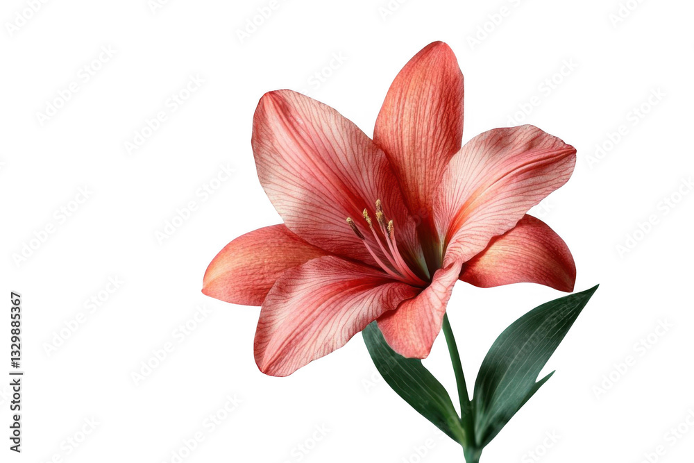 Fototapeta premium Pink Lily Blooms Elegantly on Black Background, Floral Beauty and Elegance.