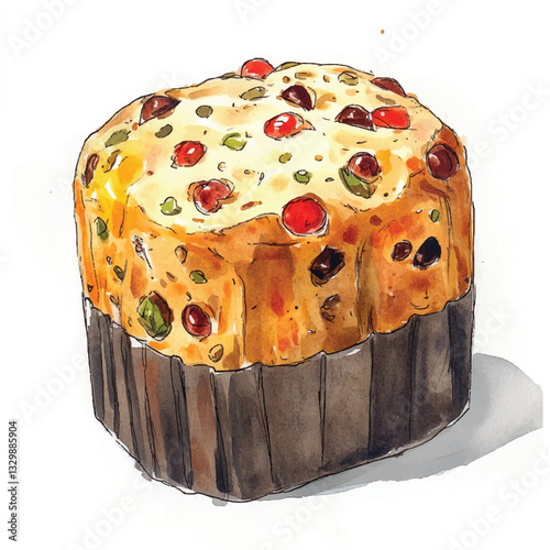watercolor copic marker concept sketch of 
Panettone