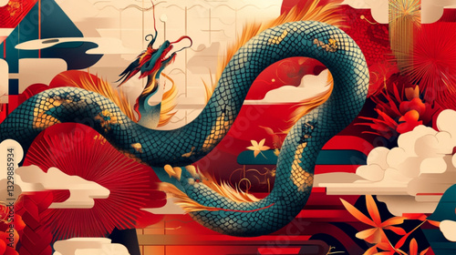 chinese dragon on the wall