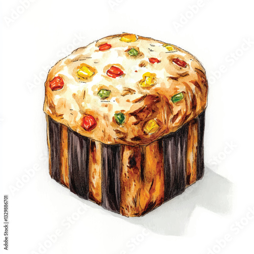 watercolor copic marker concept sketch of 
Panettone