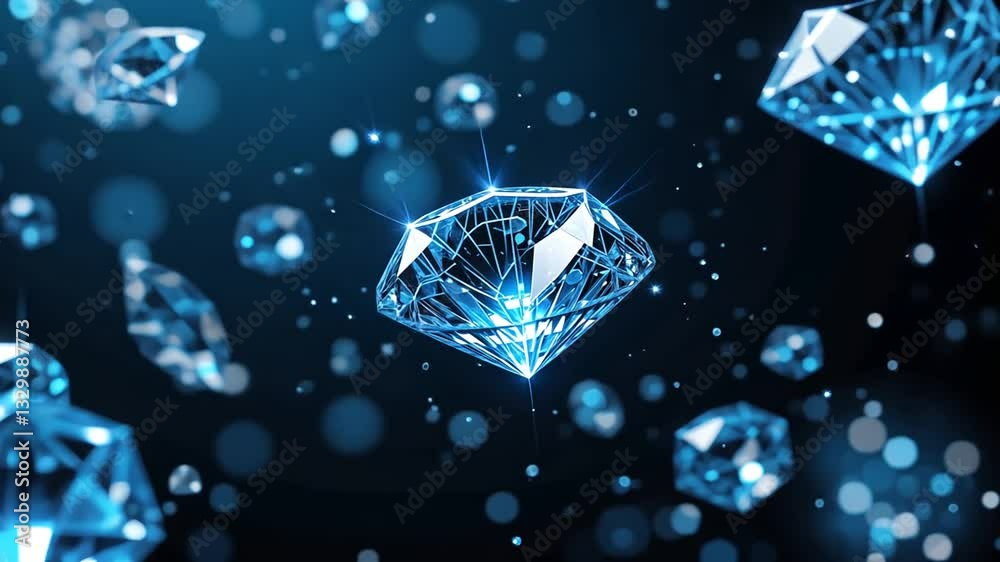 Floating Diamonds in Dark Bokeh Background Floating Diamonds in Dark Bokeh Background