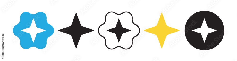 Shining twinkle sunburst shapes collection. Star icon set. Sparkle symbol. Vector illustration eps 10 Shining twinkle sunburst shapes collection. Star icon set. Sparkle symbol. Vector illustration eps 10