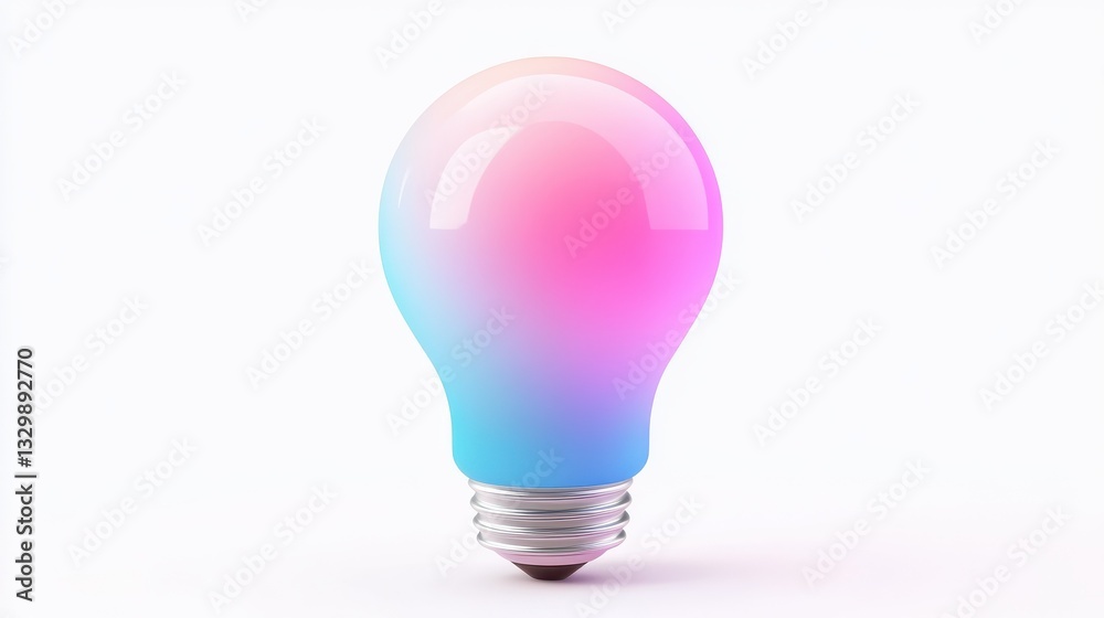 Colorful 3D light bulb with gradient, symbolizing creativity and innovation, isolated on a white background. Colorful 3D light bulb with gradient, symbolizing creativity and innovation, isolated on a white background.