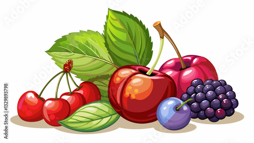 sweet cherry berry isolated on white background