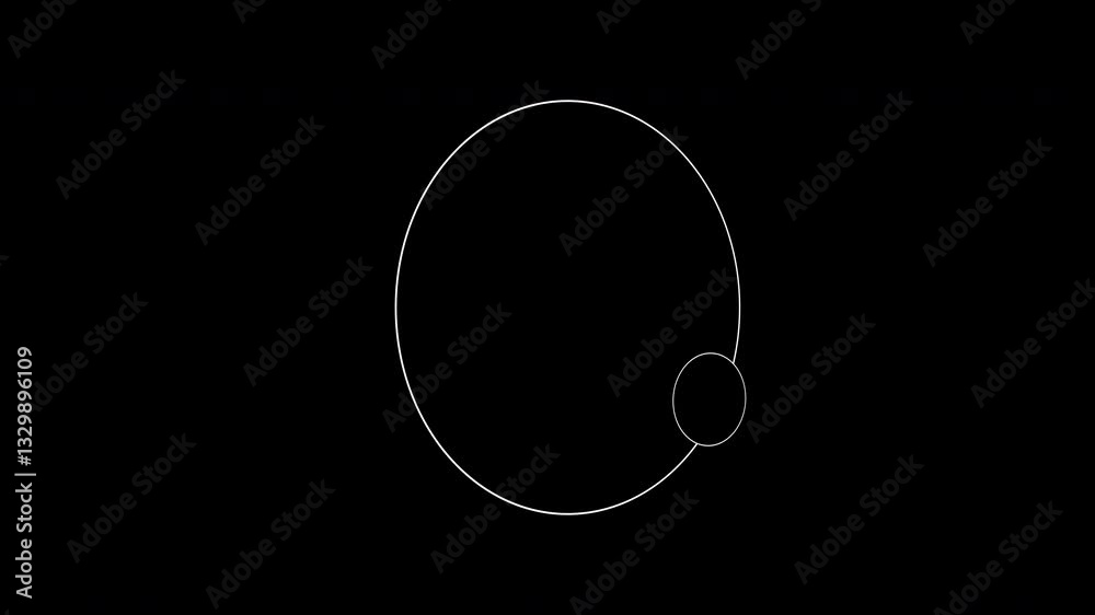 white orbiltal line planetary simple black isolated background, motion graphic white orbiltal line planetary simple black isolated background, motion graphic