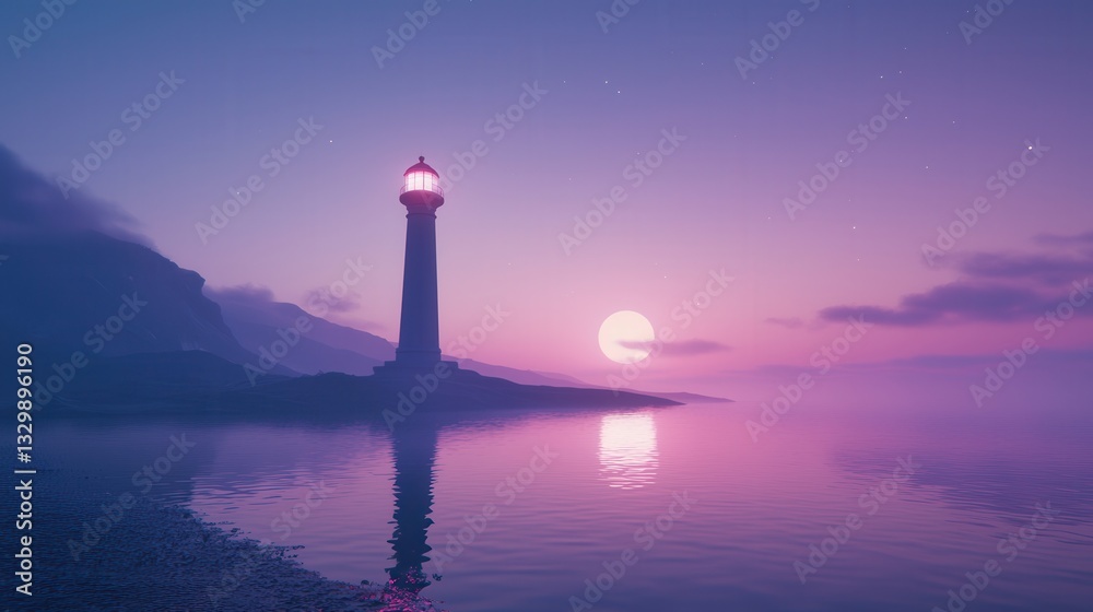 Serene Seascape Lighthouse at Twilight Serene Seascape Lighthouse at Twilight