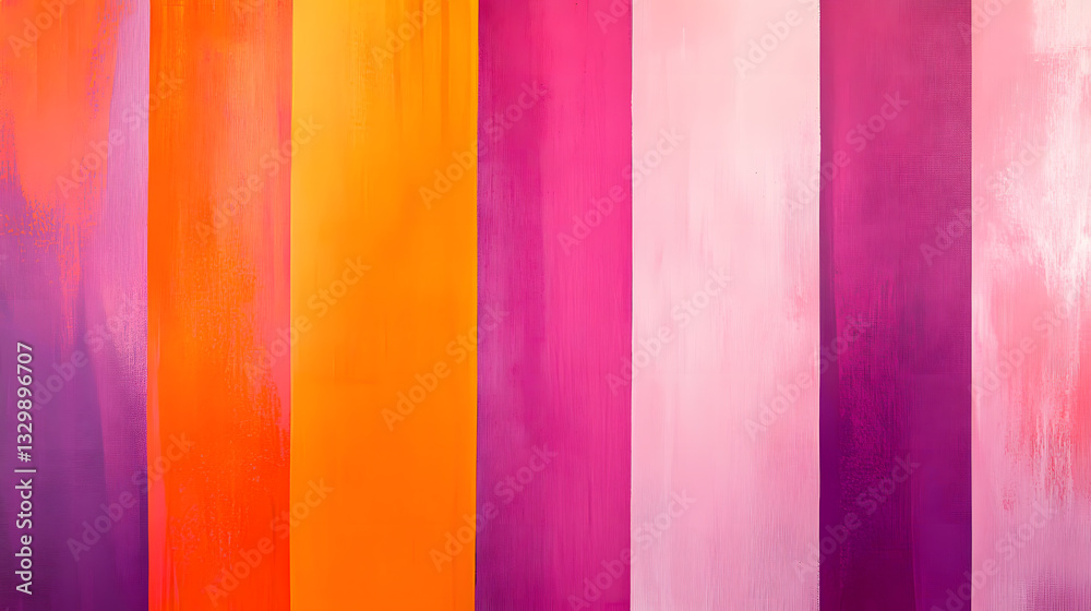 Abstract Vertical Stripes of Warm and Cool Colors Vibrant Pink, Purple, Orange and Red Painted Abstract Vertical Stripes of Warm and Cool Colors Vibrant Pink, Purple, Orange and Red Painted