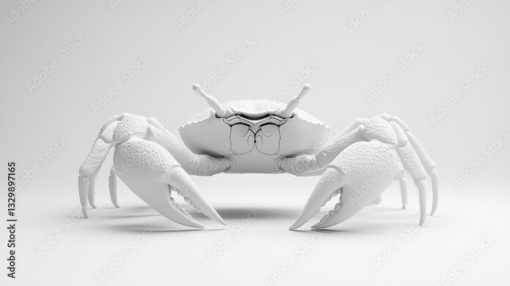 Fototapeta premium White Crab on White Background 3D Render