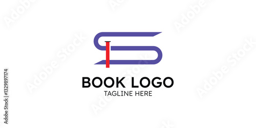 minimalist book logo design. a logo with book letter s. education or book store logo
