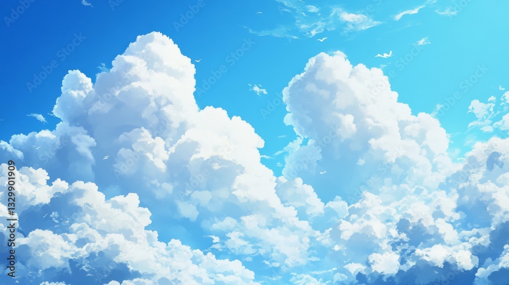 Bright Blue Sky with Fluffy White Clouds Bright Blue Sky with Fluffy White Clouds