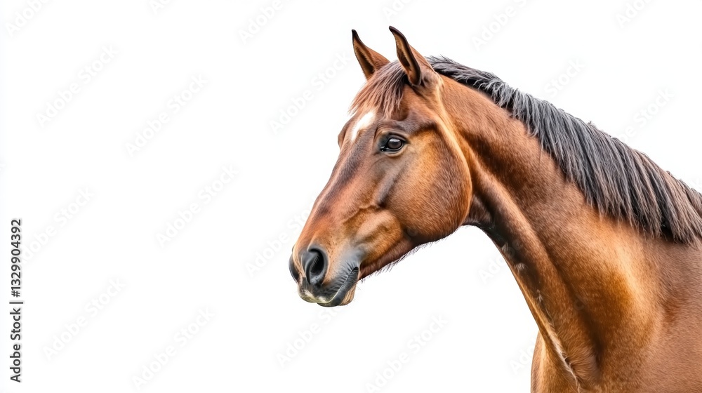Bay horse standing pose isolated on white gigapixel photography studio environment side view equine majesty Bay horse standing pose isolated on white gigapixel photography studio environment side view equine majesty