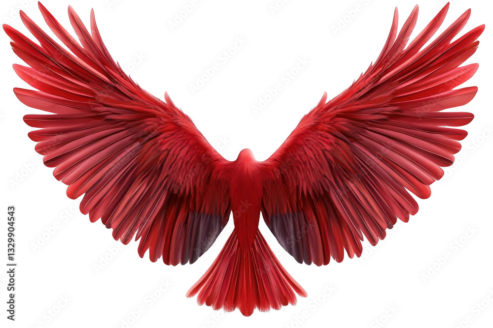 Fototapeta premium Red Bird Spreads its Majestic Wings Gracefully in Air with Power and Beauty.