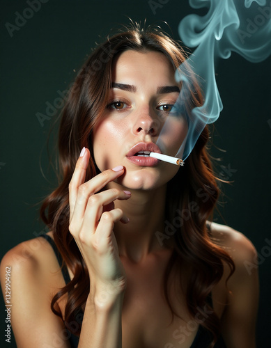 portrait of a beautiful young woman with a cigarette