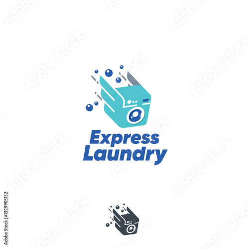 Express laundry and dry cleaning with delivery logo