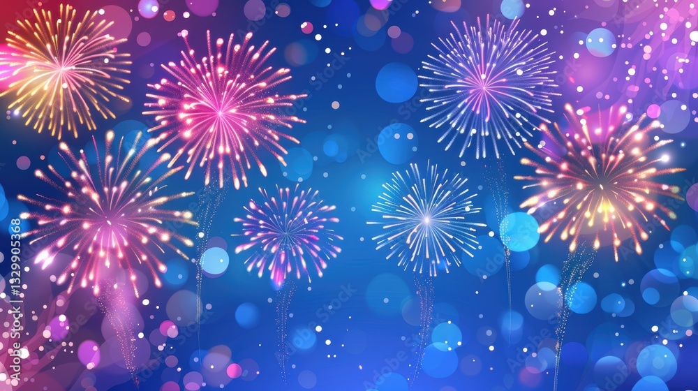 Fototapeta premium Colorful fireworks display in the sky