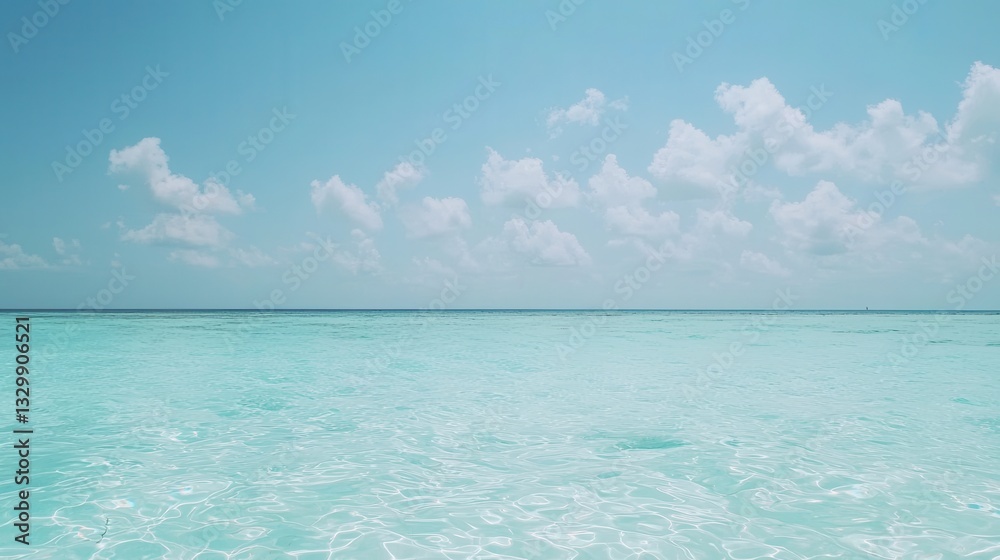 Serene Ocean View Tranquil Turquoise Waters Under a Summer Sky Serene Ocean View Tranquil Turquoise Waters Under a Summer Sky
