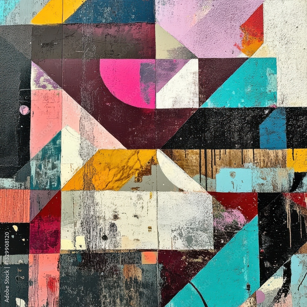 Naklejka premium Abstract Urban Street Art with Textured Layers