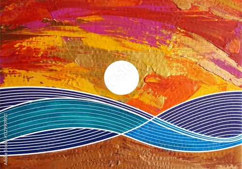 Abstract art painting. Acrylic illustration. Contemporary art.