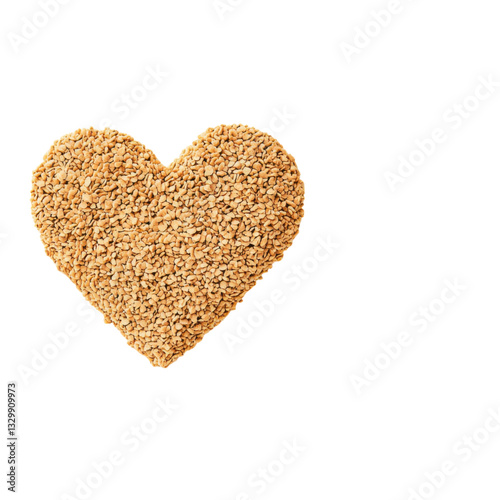 isolated transparent Background. Heart shape made of sesame seeds on transparency background, symbolizing love