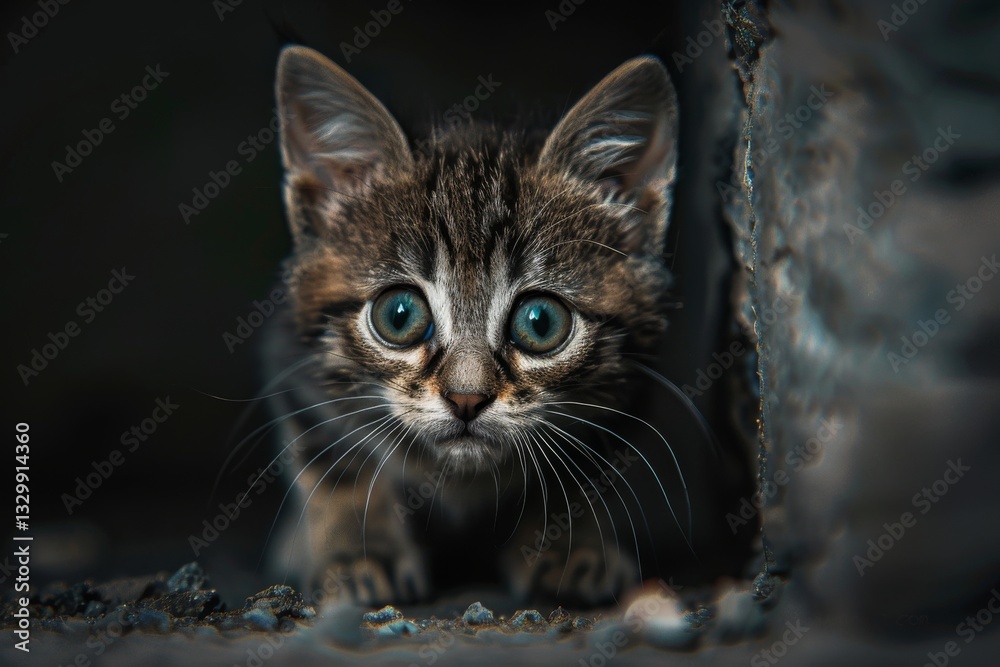 Fearful Kitten with Wide Eyes Fearful Kitten with Wide Eyes