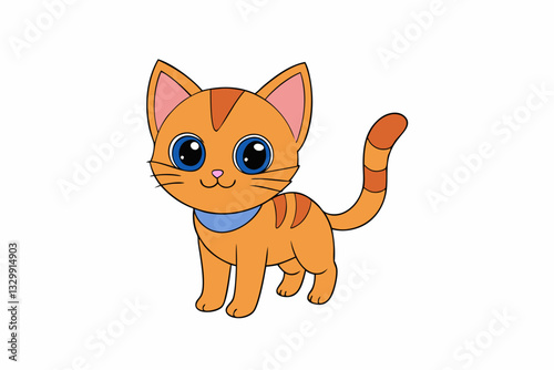 Cute cat vector art in illustration on a white background 