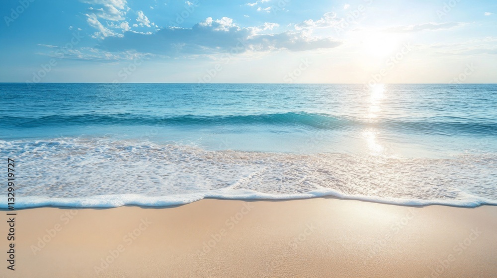 Fototapeta premium Peaceful Ocean Beach Scene at Sunset