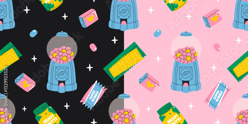 Colorful bubble gum seamless pattern