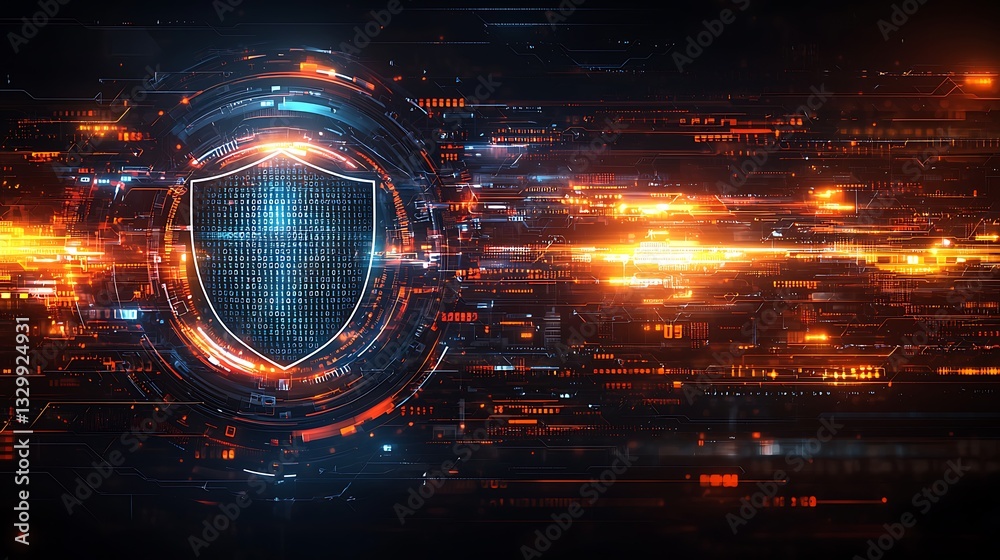Obraz premium Digital Shield Cyber Security Network (1)