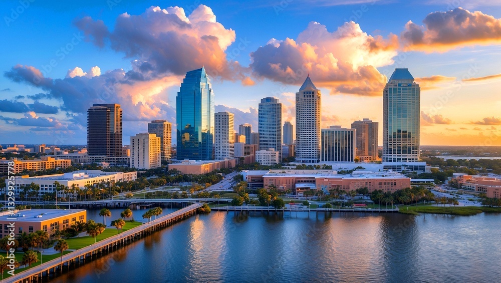 Fototapeta premium Panoramic skyline view of downtown tampa florida