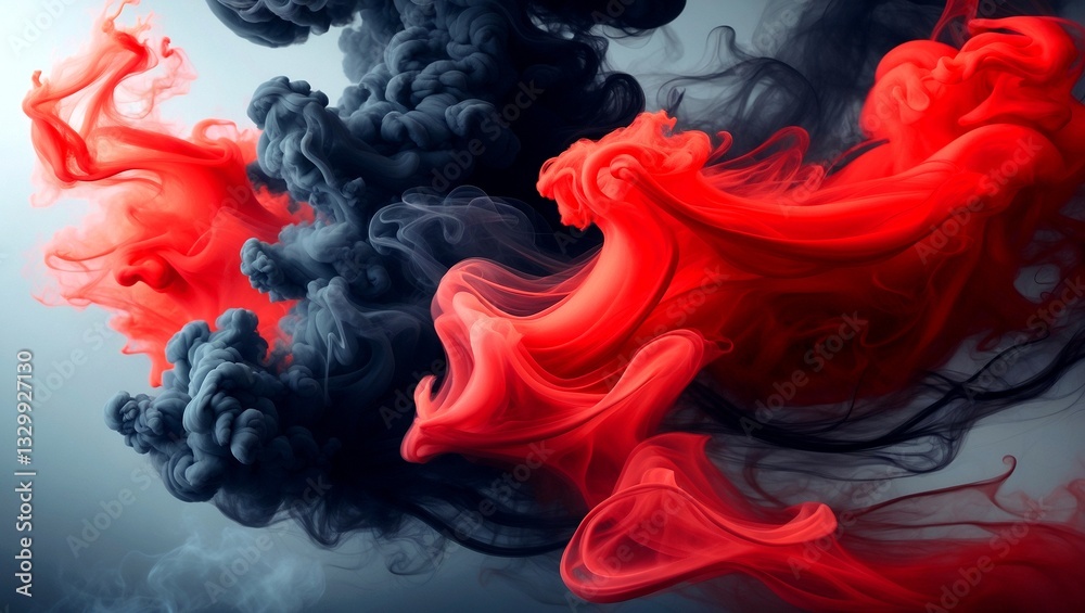 Red and black smoke swirling in artistic patterns Red and black smoke swirling in artistic patterns