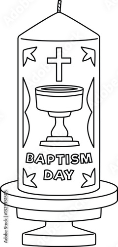Baptism Day Candles Isolated Coloring Page 