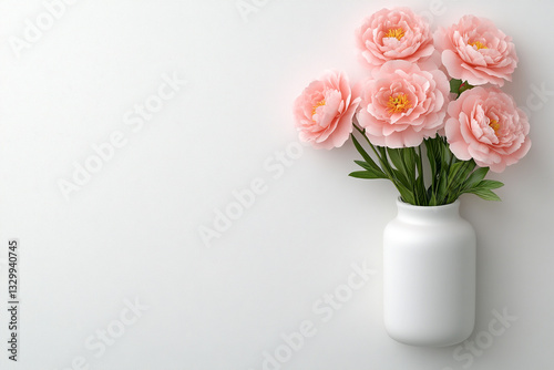 Wallpaper Mural photo of a white frame surrounded by pink peonies on the right side Torontodigital.ca