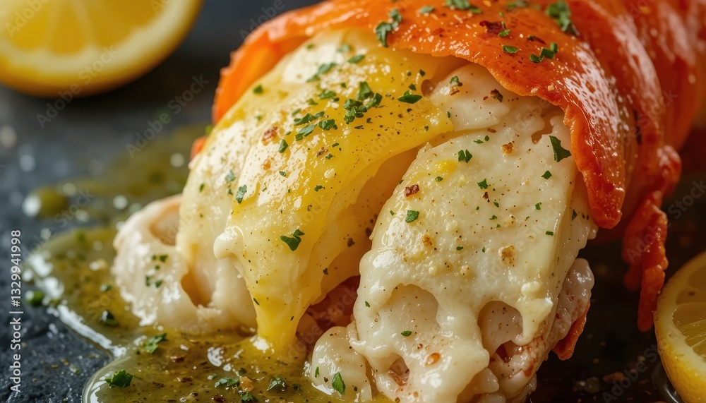 Delicious Baked Lobster Tail with Lemon Butter Sauce Gourmet Seafood Dish Delicious Baked Lobster Tail with Lemon Butter Sauce Gourmet Seafood Dish