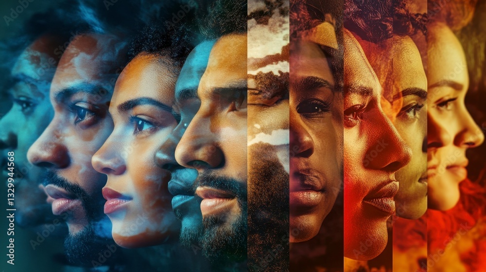Obraz premium Diverse Faces in Colorful Portraits